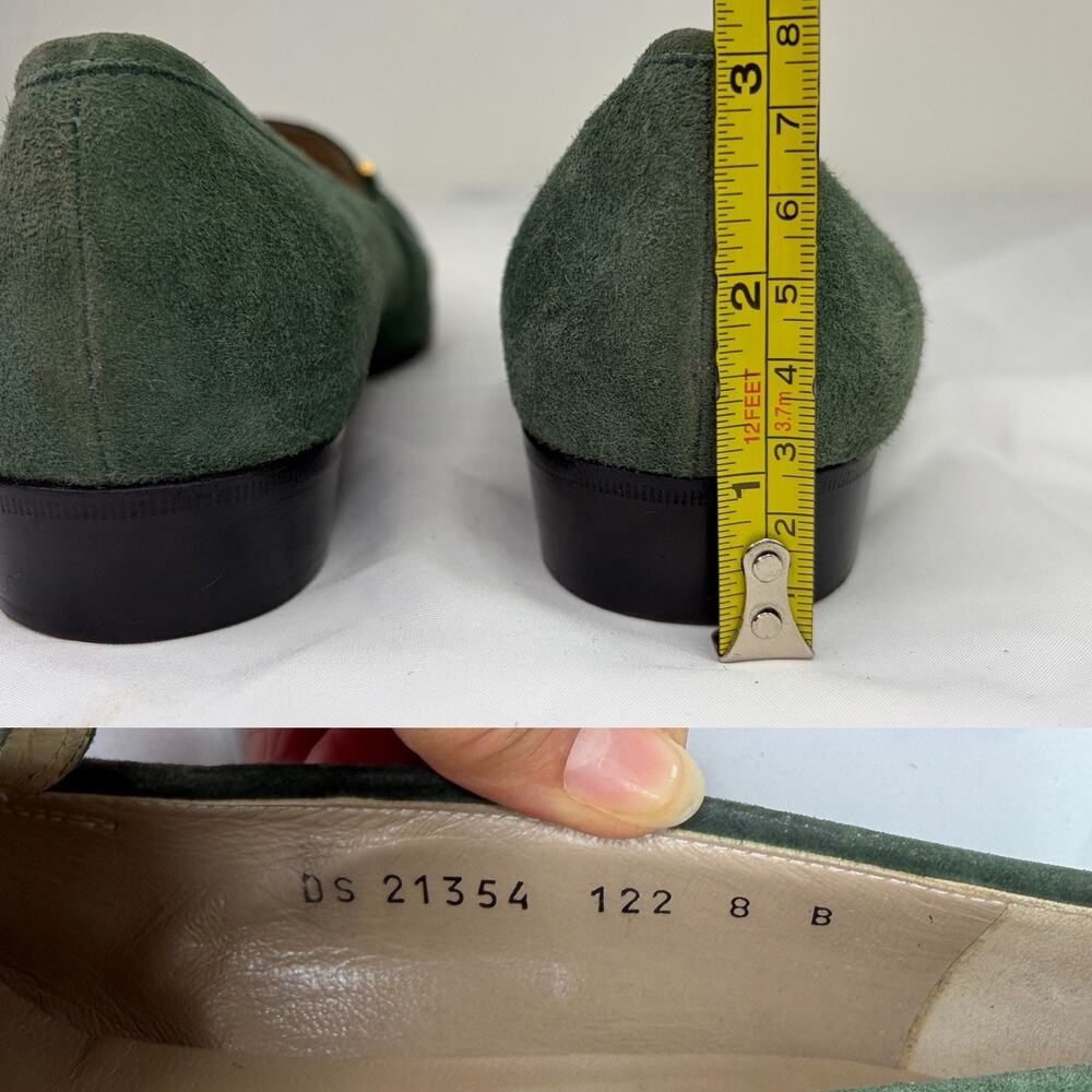 Salvatore Ferragamo Penny Loafers Women’s Green Suede Size 8B Made in Italy - Picture 9 of 9